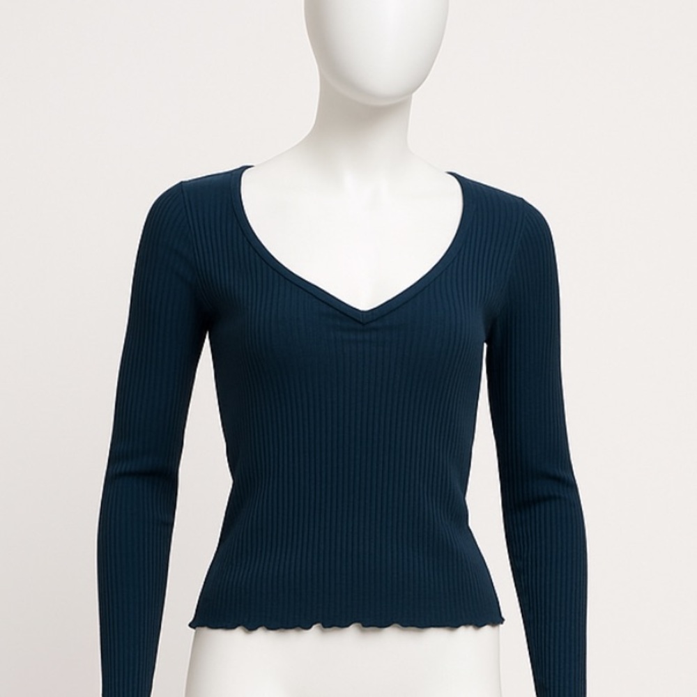 Iris Deep Teal Ribbed Long Sleeve Top